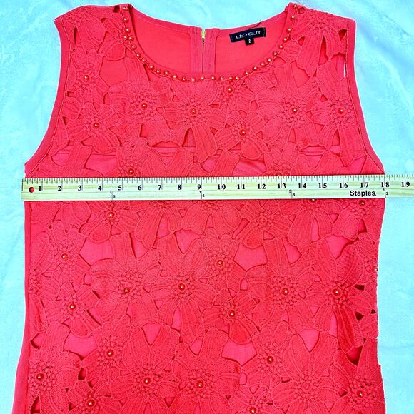 Leo Guy Floral Embroidered Knitted Hot Pink Barbie Core Sleeveless Dress SZ S/M - Picture 9 of 16